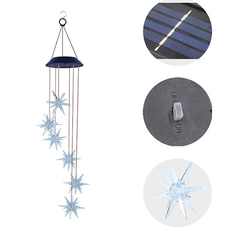 Led Solar Light Sea Urchin Wind Chimes Light Home Garden Hanging Lamp Decor Wind Chime Hanging Lamp String Solar Lights