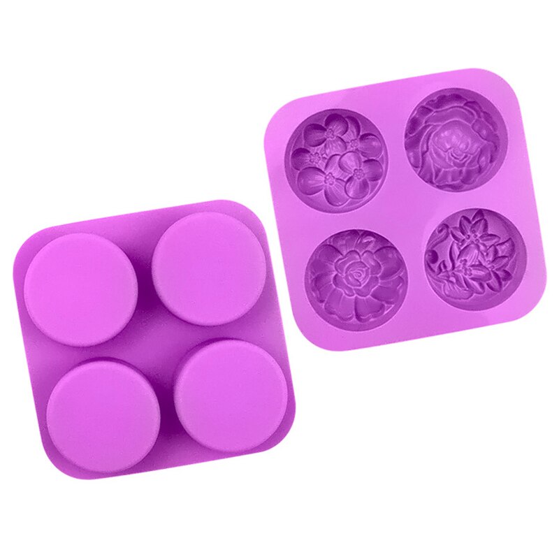 4 Holte Rose Bloem Zeep Siliconen Mal Diy Fondant Taart Vormen Zeep Maken Levert 3d Handgemaakte Decorating Mould Gereedschap