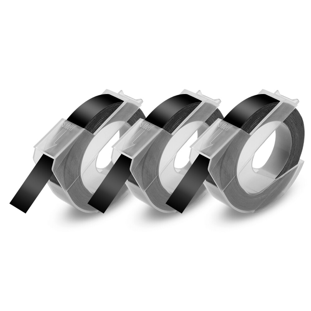 Uniplus 3D Embossing Black Label Tapes 9Mm Compatibel Dymo Label Maker Dymo 3D Tape Lint Voor Dymo Label Printer 1880 1610 E101: 3PK