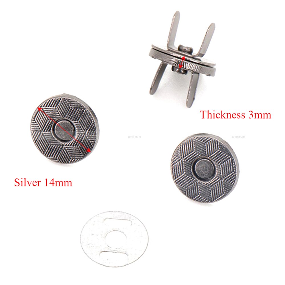 Juego de 10 botones magnéticos finos de 10mm, 14mm y 18mm, bolsas con imán, hebilla de adsorción automática, botones de Metal, broches, botones de billetera