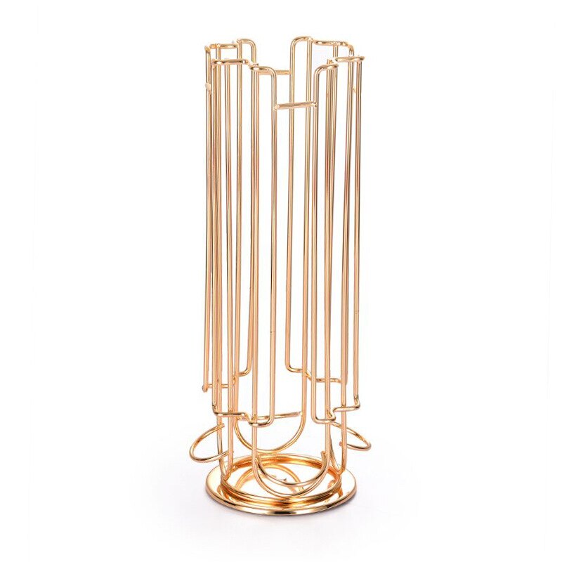 24 kopper kaffeholder roterende stativ kaffekapsel metalstativ til dolce gusto kapsler opbevaring hylde organisator holder guld