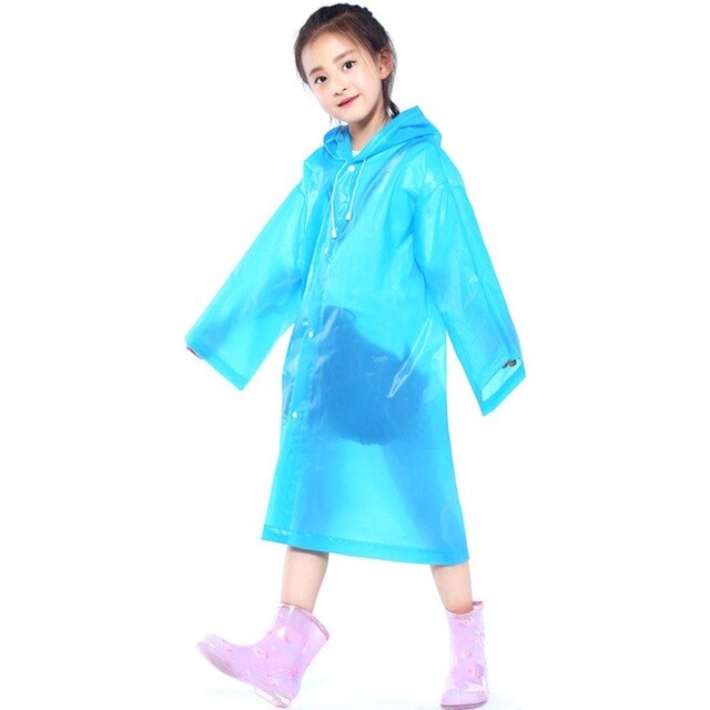 Polychromatic Raincoat Rain Coat Hood Hiking Accessories Adult Raincoat Emergency 2mm Cover Child EVA Outdoor Transparent: Blue