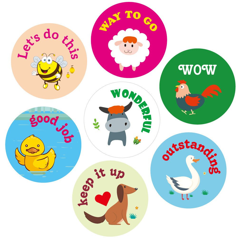 Cartoon Cute Animals Waterproof Students Reward Stickers For Kids Teachers Educational Learning Activities Motivational Portable