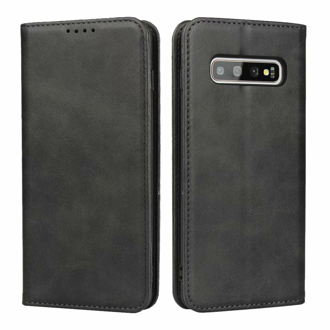 Skórzane etui do Samsung Galaxy S10/S10E/S10 Plus 5G etui z klapką etui na karty etui na przyciąganie magnetyczne etui na portfel: S10 Plus / Black