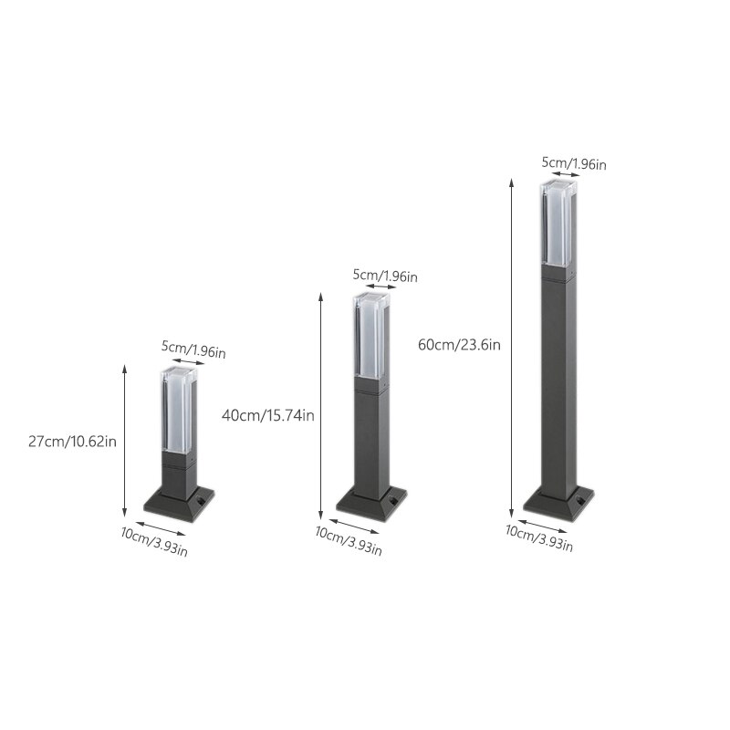 Utendørs vanntett  ip65 10w ledet plenlampe stil aluminium søyle hagesti kvadratisk landskap plenlamper  ac85-265v
