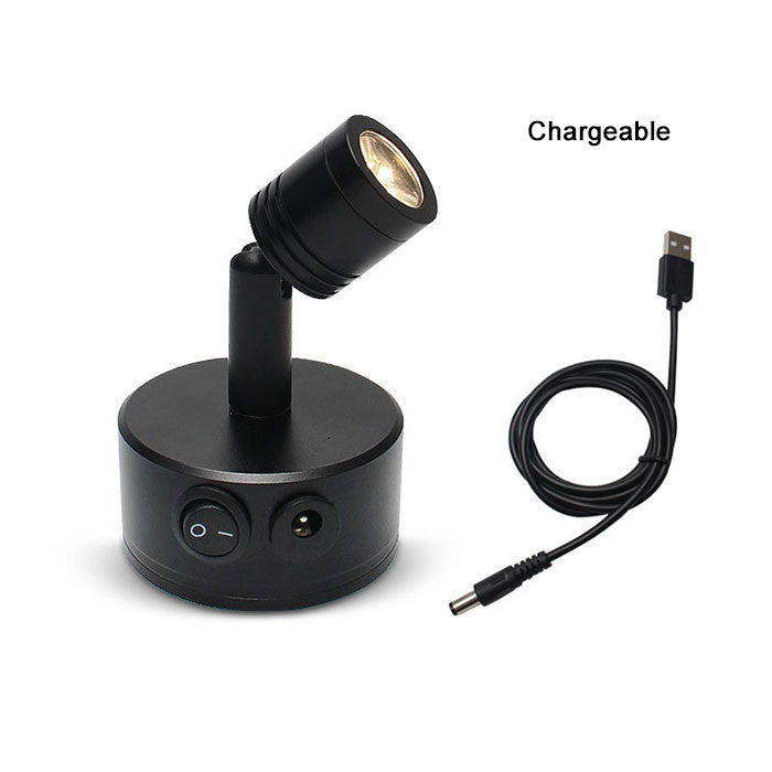 Zwart 2W batterij draagbare LED-spotverlichting voor sieradenkastlamp AAA droog batterij aangedreven 3000K 6000K tafel bureau op spotlight: S / Paars