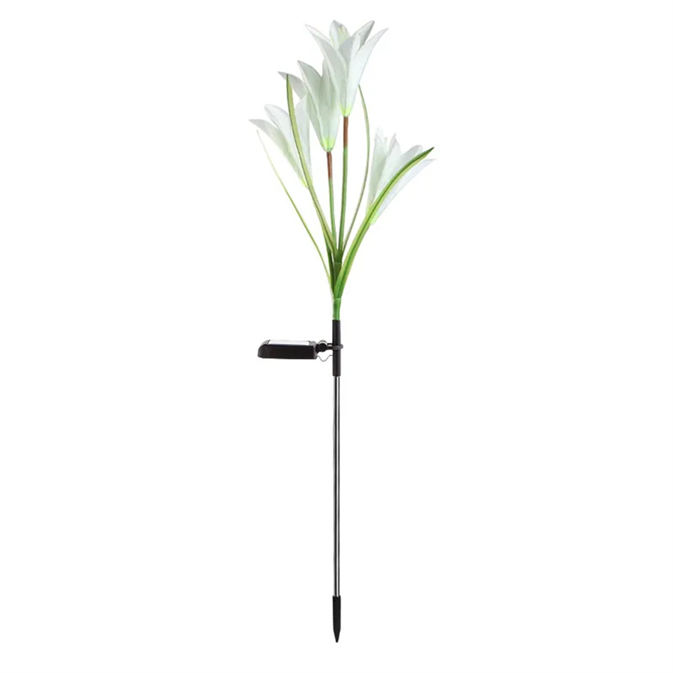 Lily Flower Solar Outdoor Light Ip65 Waterproof Solar Powered for Garden Pathway Landscape Lights Courtyard Yard Decoration: light yellow