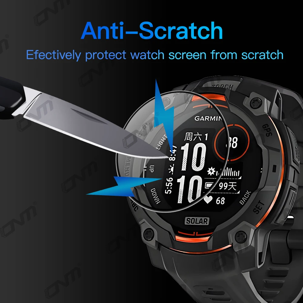 Protetor de tela para garmin instinto 3 amoled & solar 50mm 45mm hd anti-risco cobertura completa película protetora acessórios