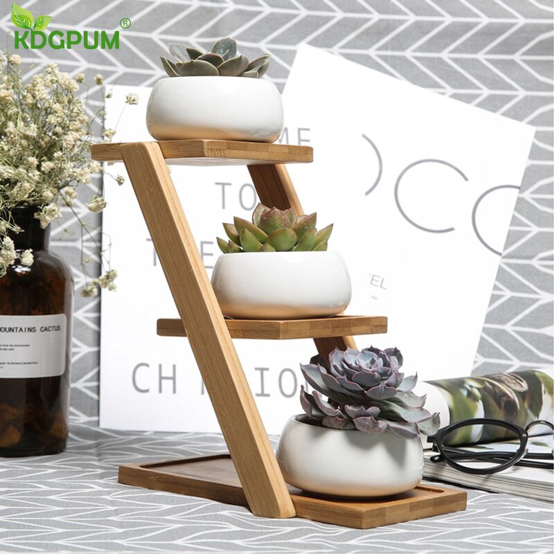 Hjem bambus ramme moderne minimalistisk stil multifunktionel havearbejde stue balkon kødfulde dekorative blomsterstander