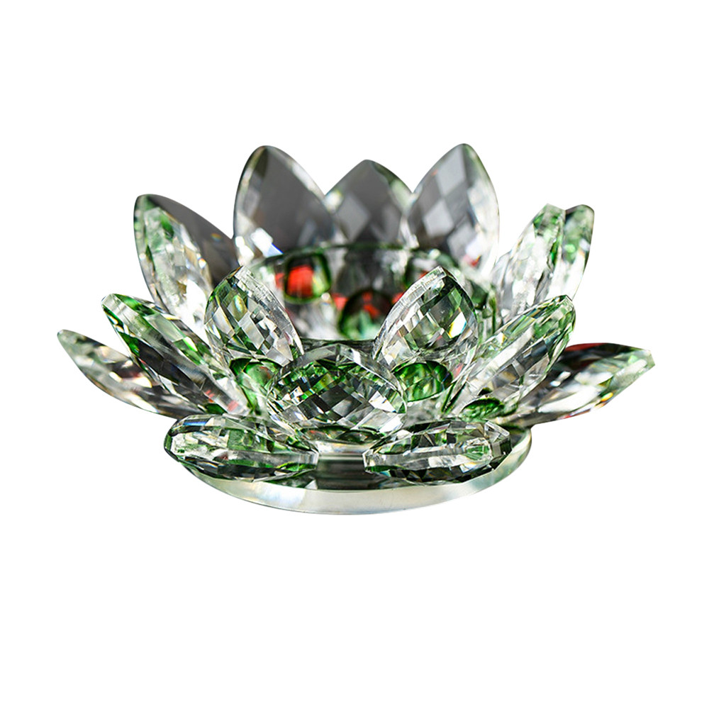 7 Kleuren Crystal Glas Lotus Bloem Kaars Thee Licht Houder Boeddhistische Kandelaar: E