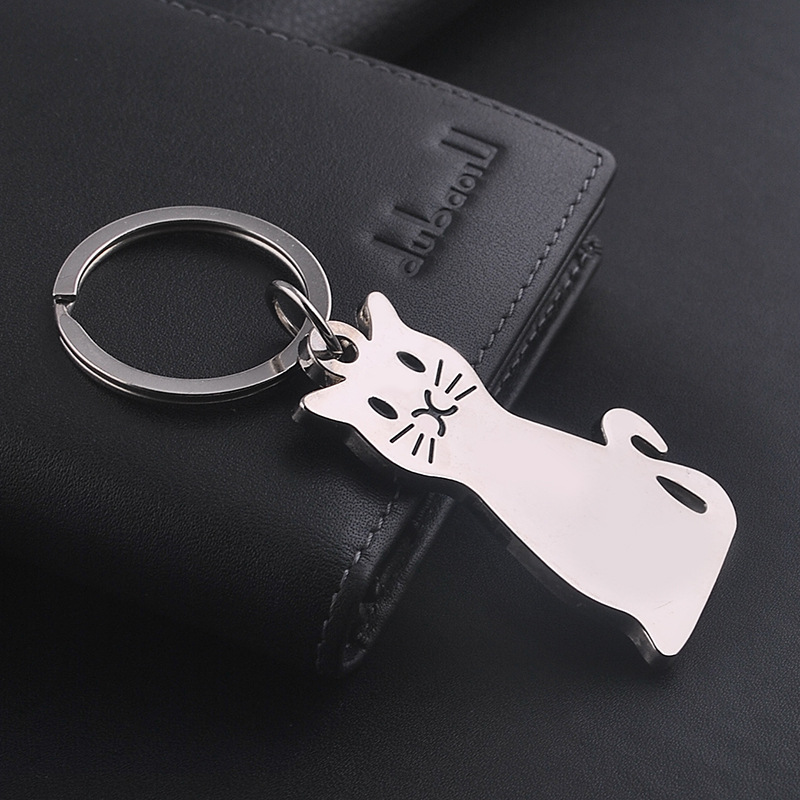 Katt nyckelring söt nyckelring för kvinnor kattunge lucky cat nyckelring nyckelhållare herr bil portachiavi chaveiro llaveros väska berlock  s056
