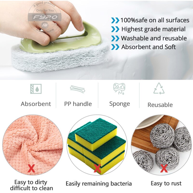 Fypo-cepillo de esponja para Herramientas de limpieza de cocina, cepillo mágico para limpieza de cacerola, esponjas, estropajos, Limpiador de cocina