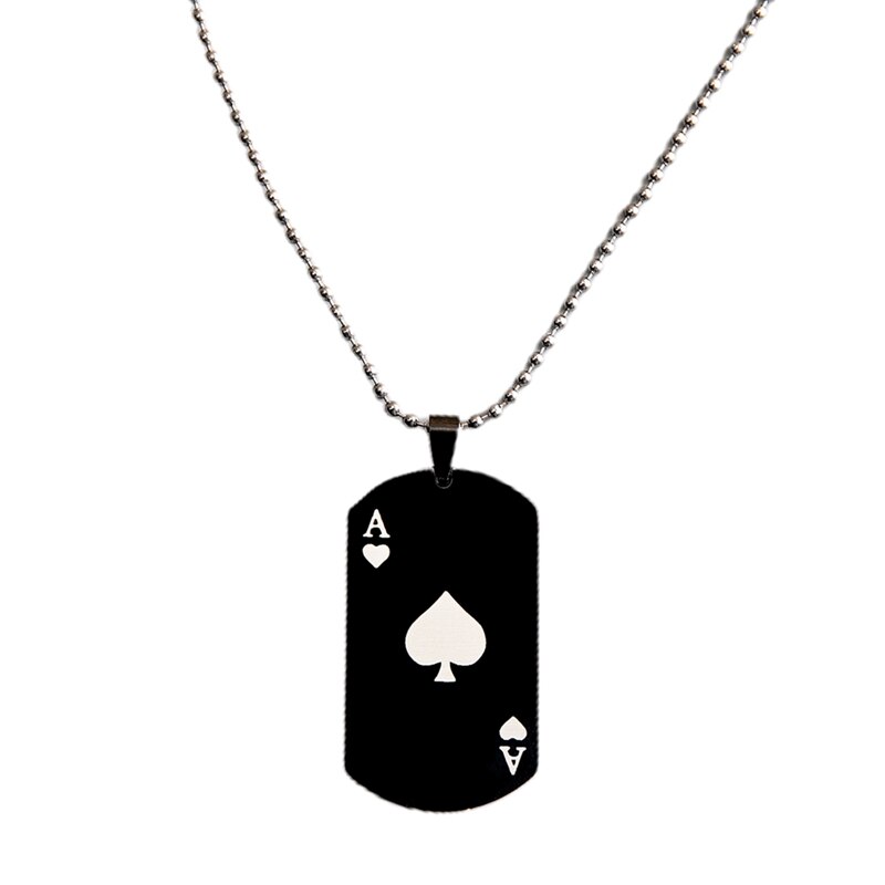 Lucky Poker Ace Spades Rvs Heren Hanger Kettingen Voor Vrouwen Fortuin Speelkaarten Paar Valentijnsdag: BK