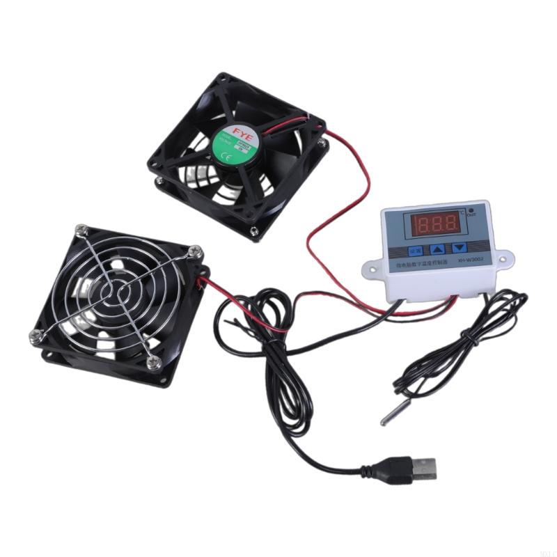 MXLC 2.5W Quiet USB Cabinets Fan with Adjustable Thermostat Metal Grille Cooling Fan for Home Theater and Pet Kennels