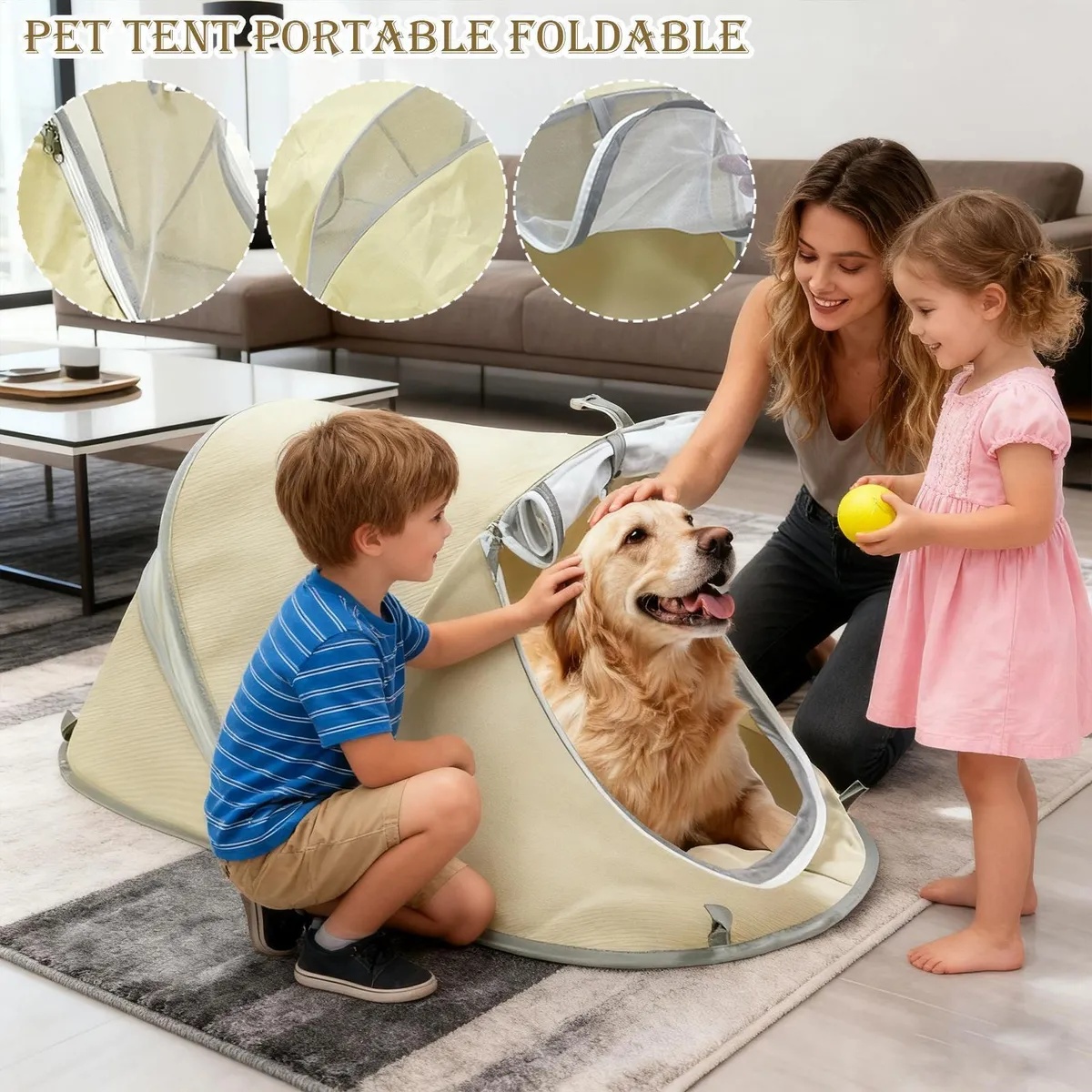 Tienda plegable para mascotas, casa portátil para perros y gatos, perrera ligera para acampar en interiores y exteriores, refugio para mascotas transpirable e impermeable