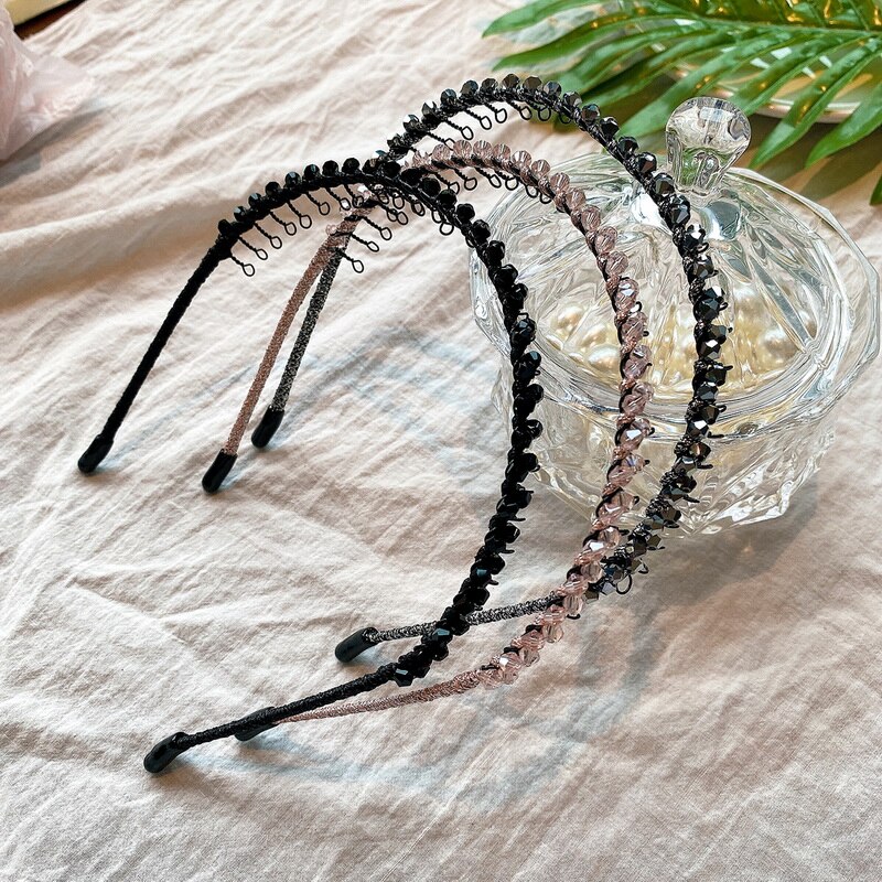 Diadema de cristal para el pelo para niña y mujer, accesorios para el cabello hechos a mano, diadema de Metal antideslizante