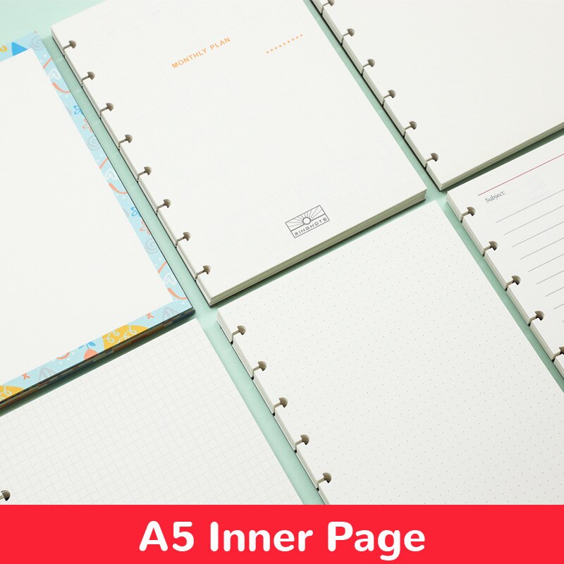 A5 Inner Page Blank/Horizontal Line/Dot Matrix/Dotted Grid Mushroom Hole Notepad Inside Page Refill Notebook Inner Refill