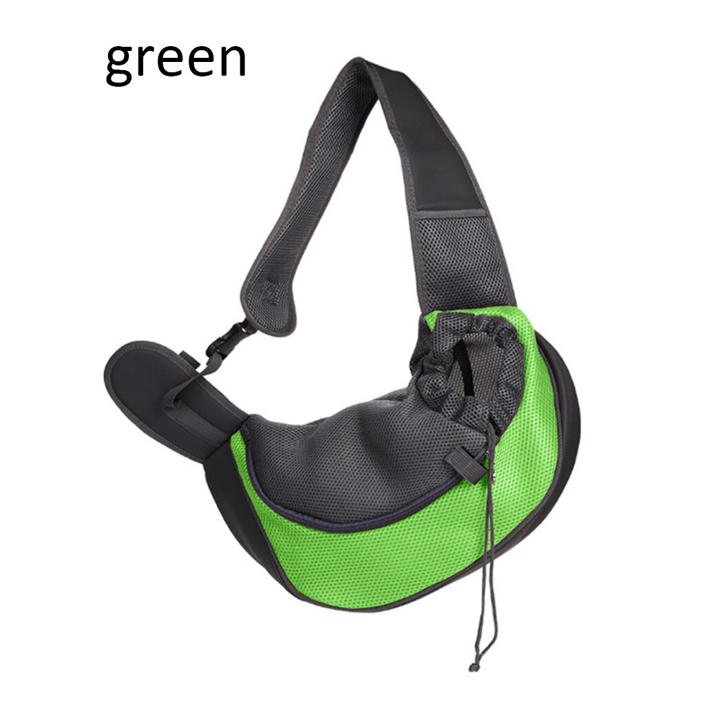 Kæledyrs hvalpeholder taske udendørs rejse håndtaske pose mesh enkelt skuldertaske slynge rejse skuldertaske til hunde s / l hukommelseskum: Grøn / S
