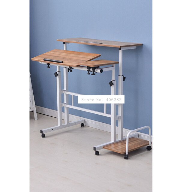 Modern Sit/Stand Computer Desk With Keyboard Tray Height Adjustable Simple Standing Laptop Desk Notebook/Monitor Holder Stand: Old oak color