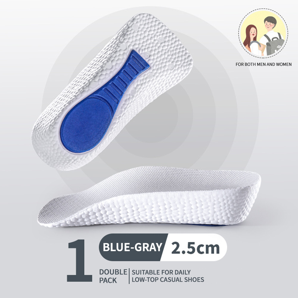 Altura Aumentar Elevador Sapatos Almofada, Arco Suporte, Palmilhas Ortopédicas, Absorção de Choque, Suor, Prevenção de Odor Inserções: Preto