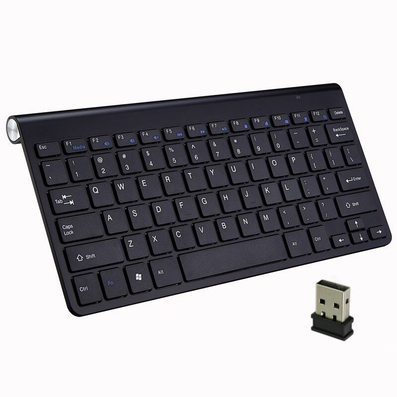 Wireless Keyboard Mini USB Keyboard With Mouse Combo For PC laptop TV Computer Rubber keycaps Ergonomic Noiseless keyboard: Only Black Keyboard