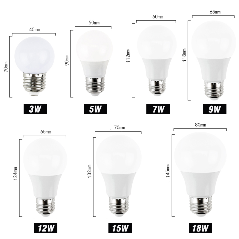 Ampoule LED haute puissance E27 E14 lampe 3W 5W 7W 9W 12W 15W 18W AC220 240V blanc froid blanc haute luminosité Lampada lumière LED