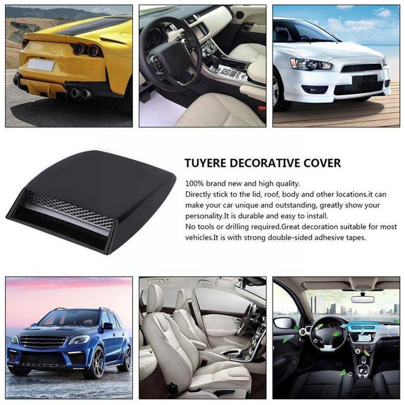 Deluxe Universal Cars 3D Decorative Flow Scoop Bonnet Vent Intake Hood Simulation Air Accessories for Auto Sedans SUV R8L0