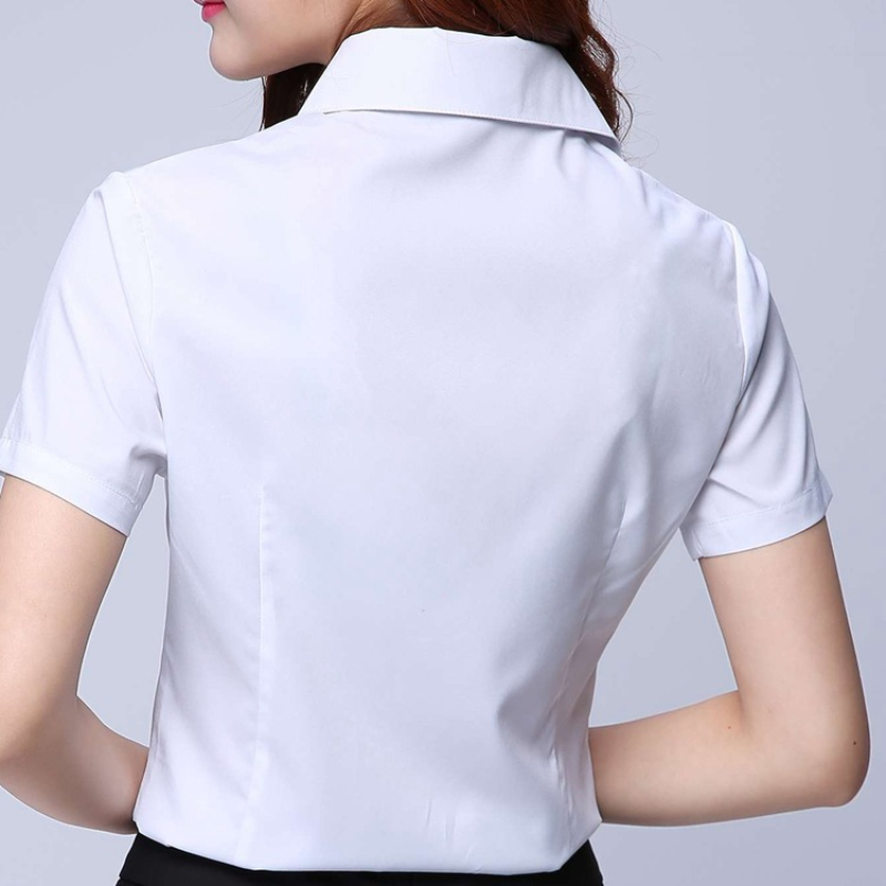 Camisa blanca de coreana para mujer, blusa de manga corta, camisas de negocios, Tops para mujer, blusas juveniles, ropa barata de verano para mujer