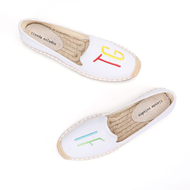Zapatos de goma de cáñamo limitado para Mujer, alpargatas planas con plataforma Oxford para alfabeto, novedad de