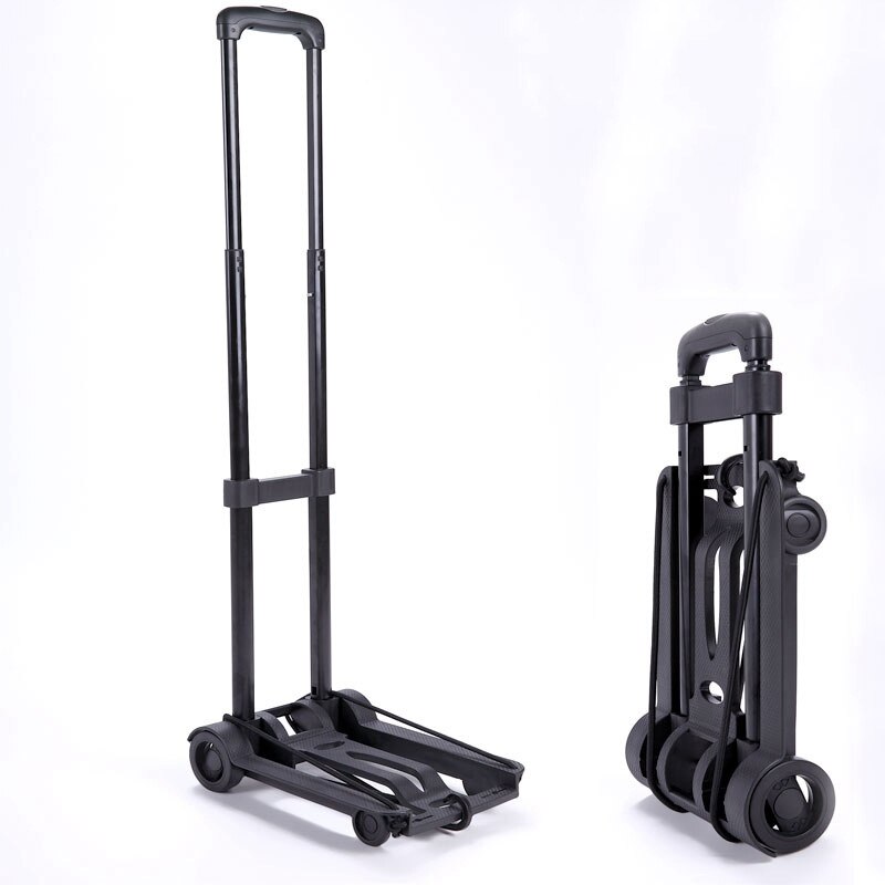 Folding Luggage Cart Portable Trolley Travel Trunk Trailer Trolley Light Hand Cart Adjustable Home Travel Shopping Cart