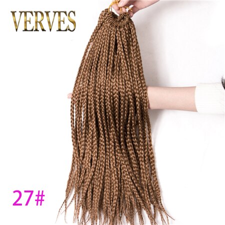 VERVES Box Braids Hair Synthetic 6 pack 14 inch and 18 inch Crochet Hair Extensions 22 Strands/pack Ombre Braiding Hair Braids: #27