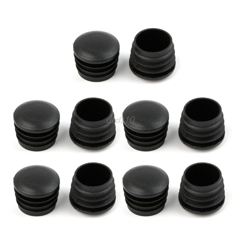 10Pcs Black Plastic Furniture Leg Plug Blanking End Cap Bung For Round Pipe Tube S02: 5