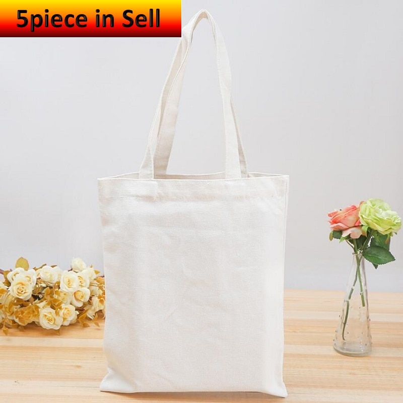 5 stücke in einstellen Für 22x25cm Leinwand Tasche Falten Tote unisex leer DIY Original Eco faltbare Baumwolle Taschen Leinwand Handtasche