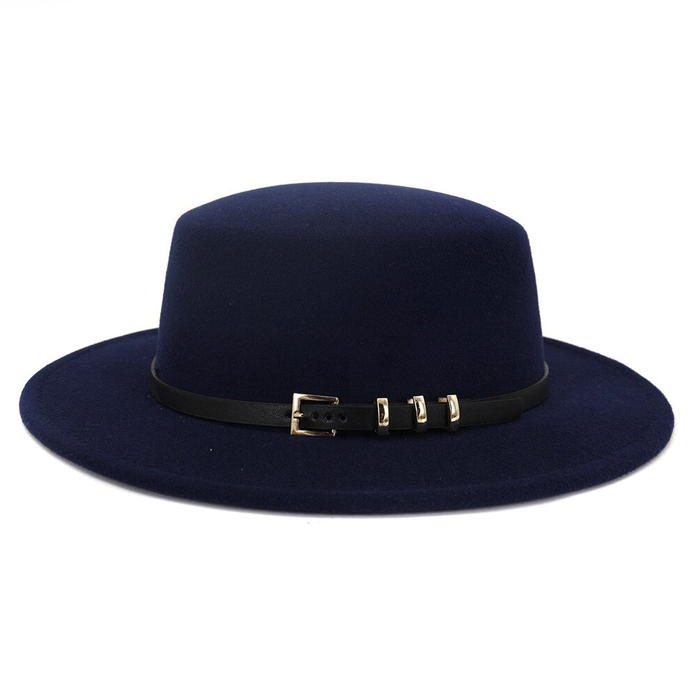 Sombrero Fedora De Ala Ancha Para Hombre Y Mujer - Estilo Vintage Con Hebilla, Lana, Circunferencia 55-58 Cm