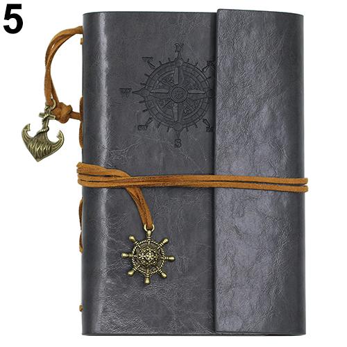 1pc retro ankare konstläder omslag anteckningsbok journal resenär roder ankare bok dagbok blank lösblad ringpärm 5 färger: Grå