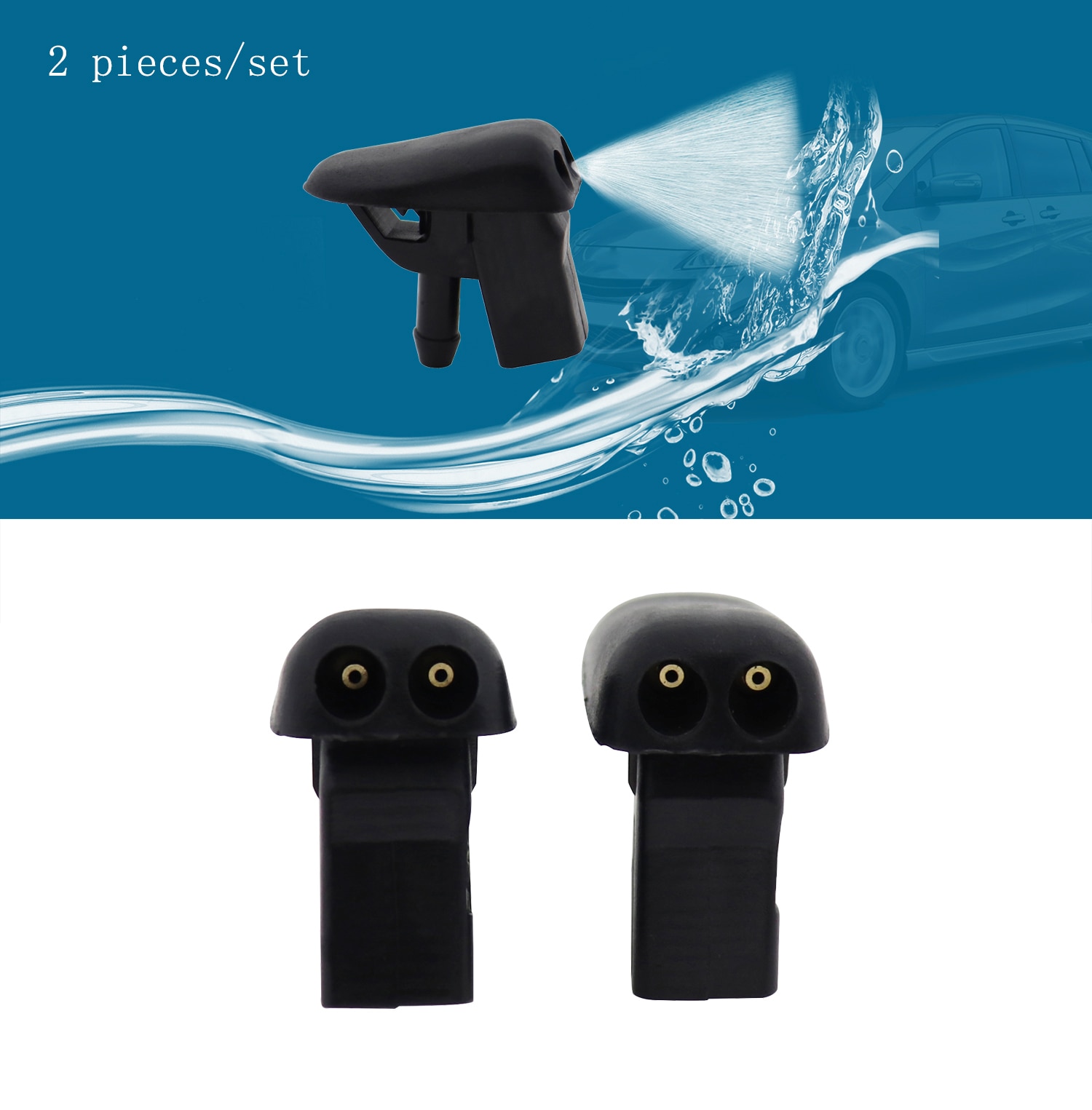 2 pcs Windshield Washer Wiper Water Spray Nozzle Jets Fit for Jaguar X