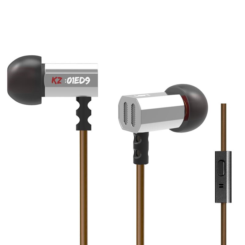 KZ ED9 In Ear Earphones Dynamic Drive Bass Music Phone Headset Fever HIFI Zinc Alloy Metal Earphones KZ EDX ZSTX ZSNPRO ATE: silver with mic
