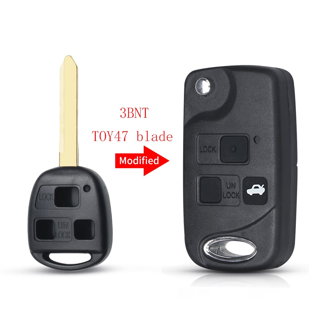 KEYYOU obudowa kluczyka robić samochodu Toyota Yaris Prado Tarago Camry Corolla zabawka43 / zabawka47 / zabawka48 ostrze + gumowy przycisk Podkładka 2/3 BTN: model 3