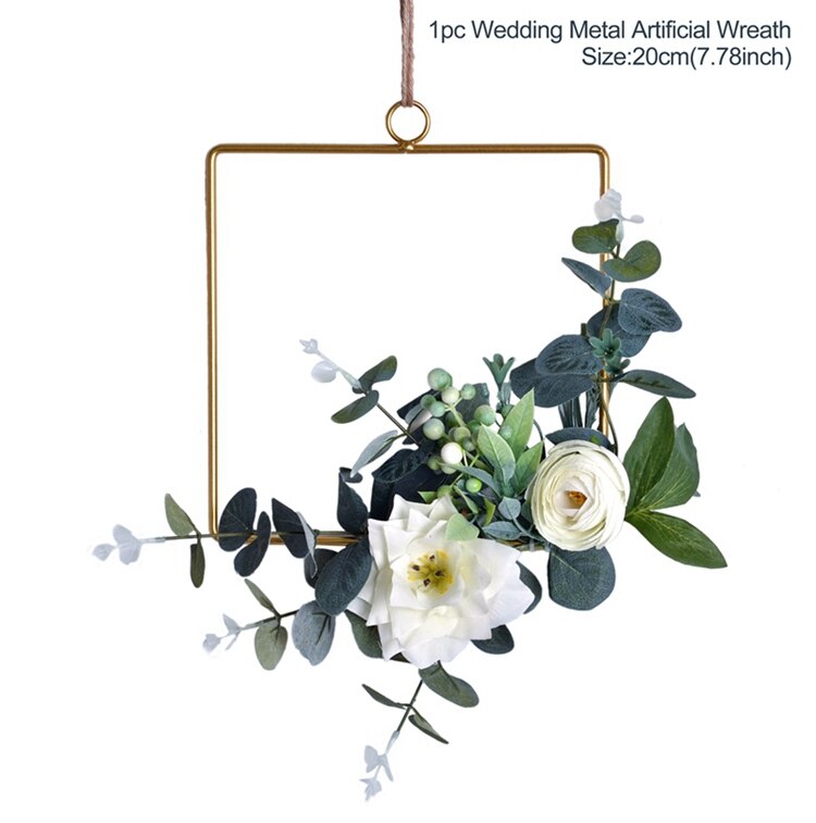 Fengrise nordisk stil geometrisk metal ring krans kunstig blomst krans ramme bryllup dekoration fødselsdagsfest væg hængende: Metal krans 02