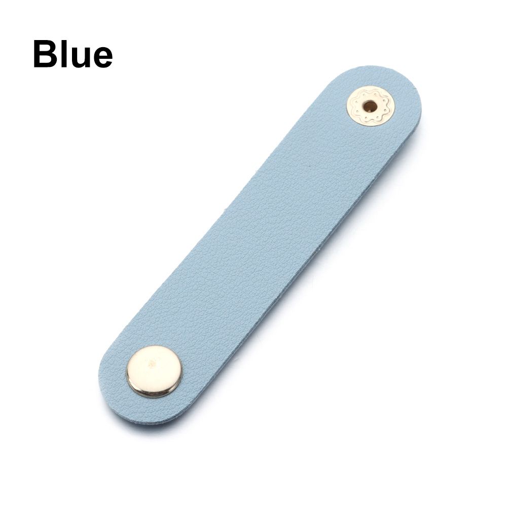 Cable Organizer Leather Wire Binding Data Cable Tie Management Bobbin Winder Marker Holder Tape Lead Straps Cord Holder: Blue