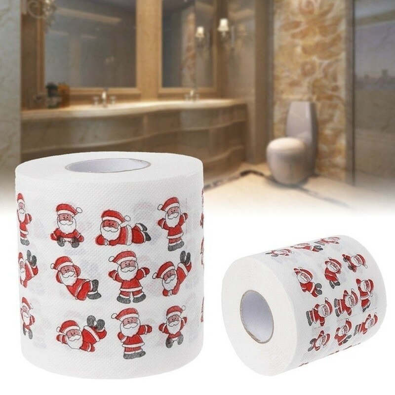 Santa Claus Bath Toilet Roll Paper Christmas Decor Tissue Xmas Printed Christmas Supplies Home Tool Two Layer
