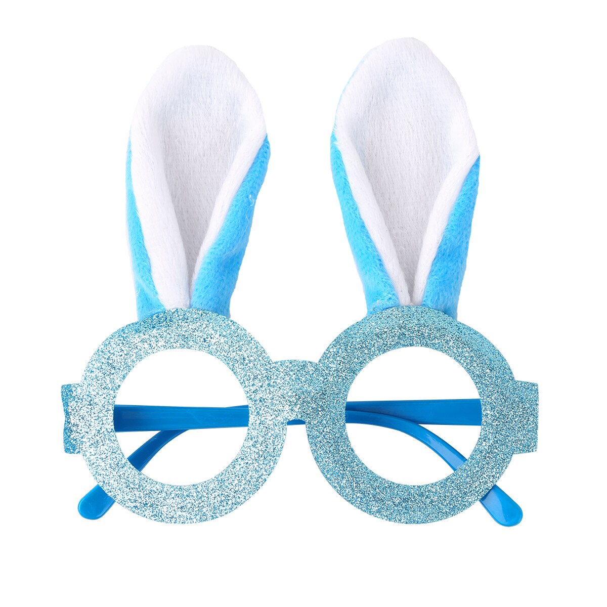 Glittery Cute Rabbit Ears Eyeglasses Frame Children Kits Birthday Eyewear Masquerade Party Cosplay Bunny Glasses Photo Prop: Blue