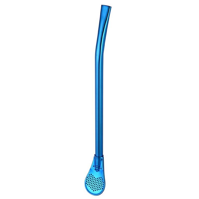 1pc 15cm långa rund form rostfritt stål mjölk kaffeskedar dessert glass godis frukt sked tesked tillbehör: Blå