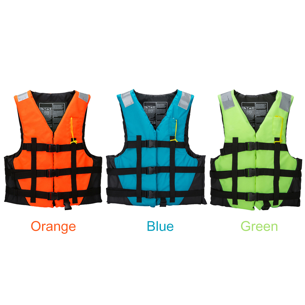 Adult Life Vest with Whistle Swimming Boat Drifting Water Sport Life EPE Jacket (Orange, Blue, Green)