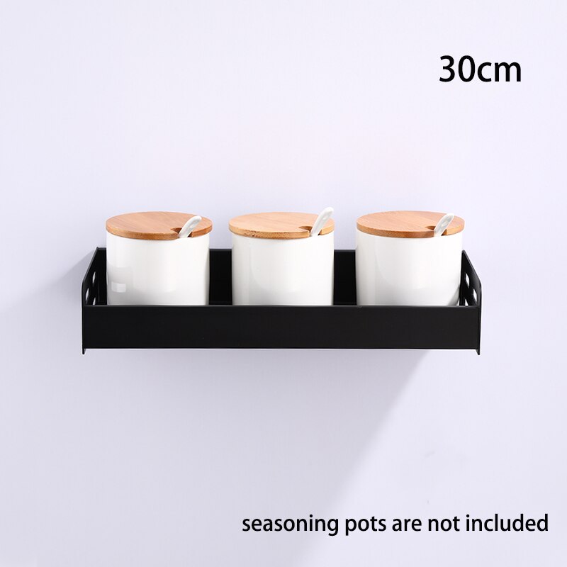Crochet de rangement pour épices, étagère de cuisine, étagère murale, crochet de rangement pour ustensiles en aluminium, accessoires d&#39;organisation à domicile: Black 30cm