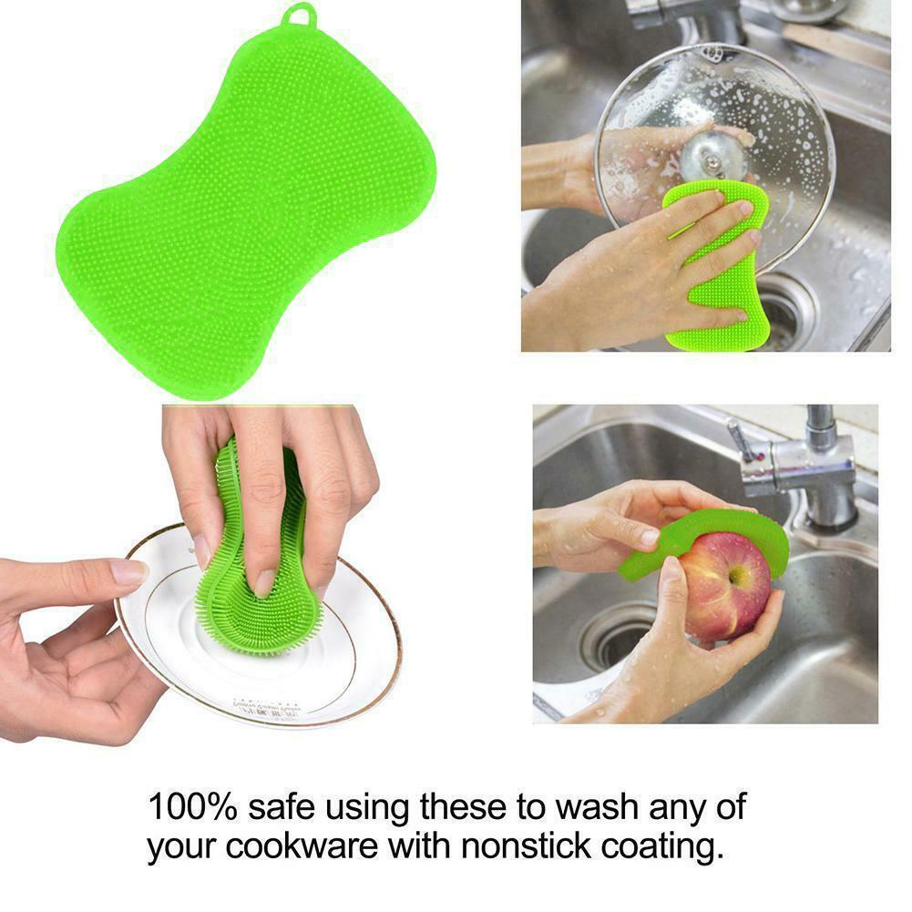 Silicone Kitchen Sponge Brush Washing Dish Cleaning Guarded Gadgets Hand Soft Fruit Vegetable A4X6