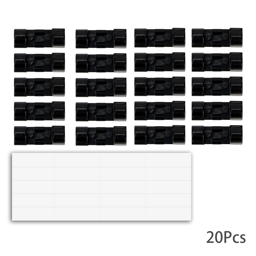 Hilife usb ledning klips holder organizer solid line klemme fast wire kabel klips wire feste klemme klips 20 stk/lot abs: Svart