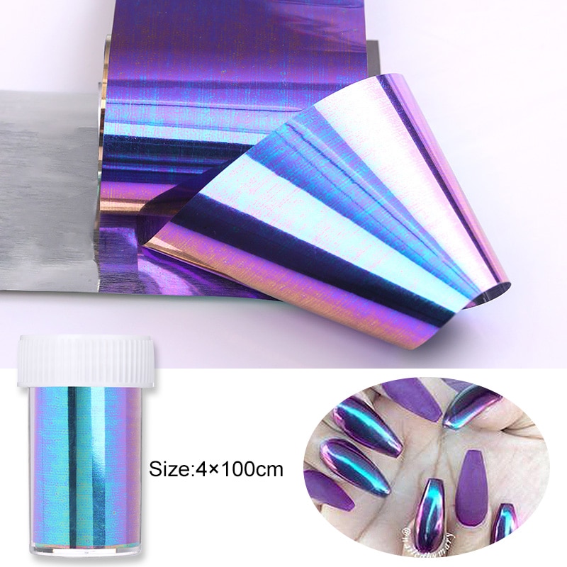 1 rouleau bleu caméléon ongles feuilles Aurora couleur Nail Art transfert autocollant toboggan Nail Art décalque été populaire ongles accessoires