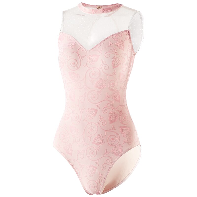 Ballet Leotard Women Floral Dance Leotard Adult Gymnastic Leotard Ballerina Dot Mesh Back Ballet Leotards for Women Tank Leotard: turtle neck leotard / XXL