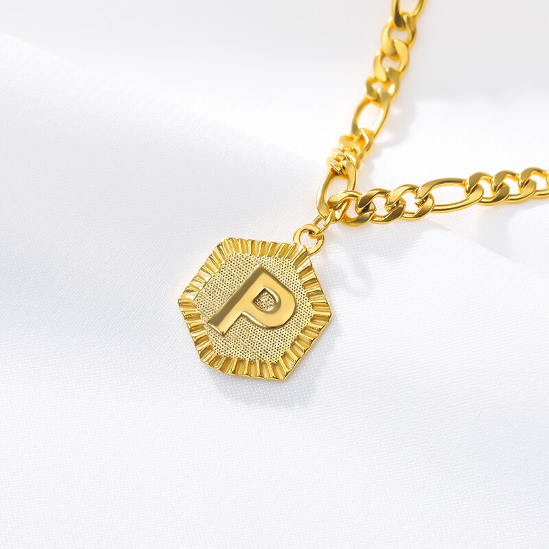 Hexagon A-Z knapp Initial Fußkettchen Für Frauen Gold Edelstahl Fuß Kette Weibliche Knöchel Armbinde Auf sterben Bein Schmuck: P